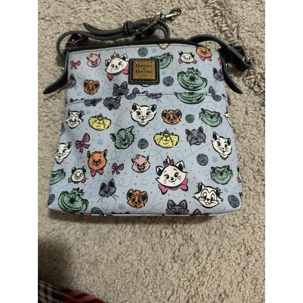 Rare 2016 Disney Dooney & Bourke Blue CATS Letter Carrier Crossbody Bag Rare